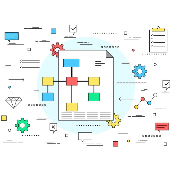 Plan de negocio concepto línea estilo ilustración — Vector de stock