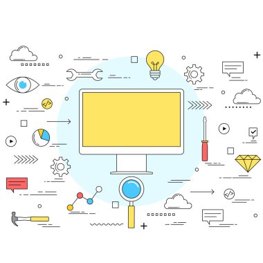 SEO kavramı çizgi stili illüstrasyon