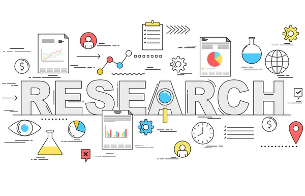 Markt onderzoek en analyse concept illustratie — Stockvector