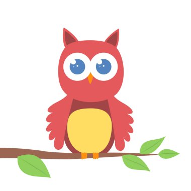 Sevimli çizgi baykuş dal