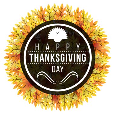 Şükran Günü tebrik kartı tasarım sonbahar yaprakları