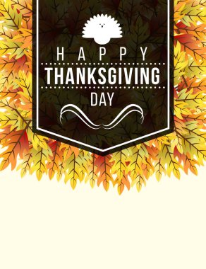 Şükran Günü tebrik kartı tasarım sonbahar yaprakları