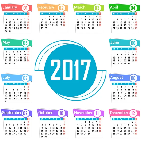 Projekt kalendarza na rok 2017 — Wektor stockowy