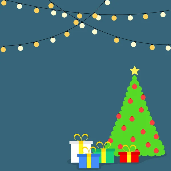 Christmas tree and light bulbs background — Stock Vector