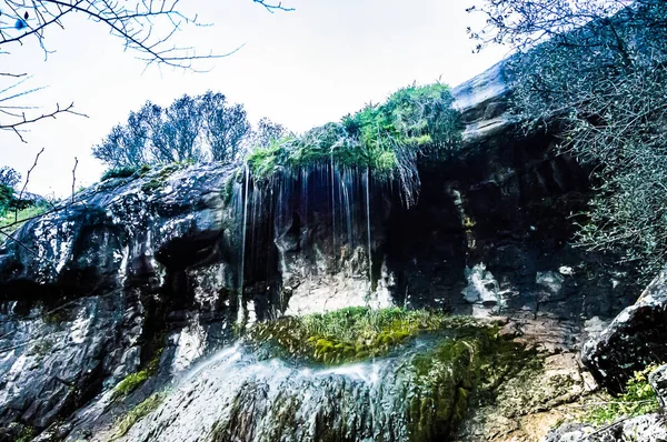 Landscape with waterfall on the Sintra Mafra line