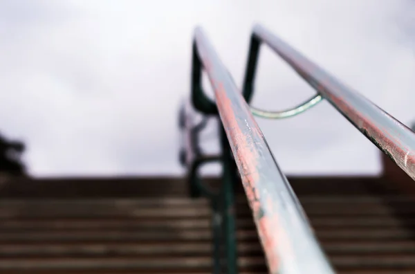 Metal Railing Seen Perspective Focus Foreground — 스톡 사진