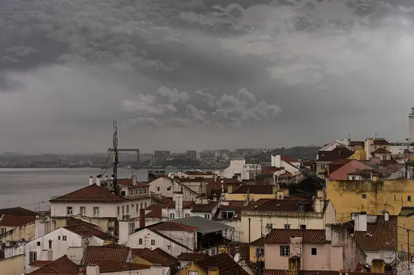 Panorama Dzielnicy Alfama Lizbonie — Zdjęcie stockowe