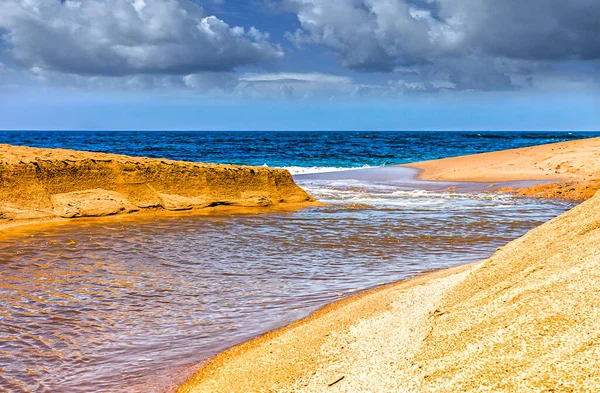 Paisaje Con Río Entrando Mar — Foto de Stock