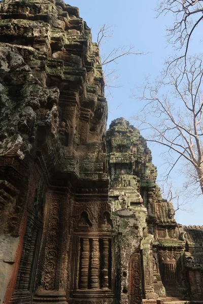 Detail Wandbild und Basrelief auf antiken Tempelruinen in angkor wat von hindu, vishnu, shiva, god, religon — Stockfoto