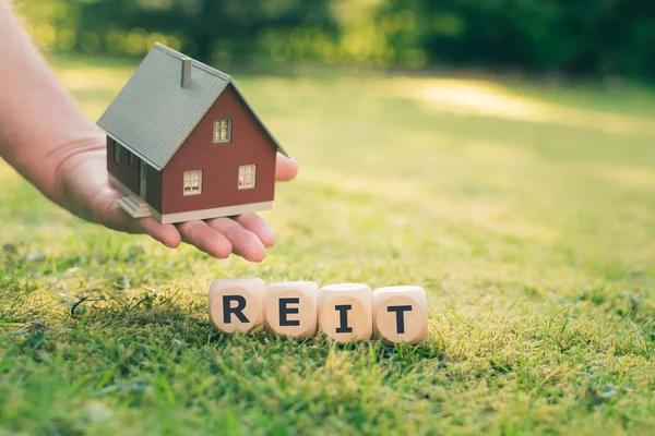 Cubos forman la abreviatura "REIT" (Real Estate Investment Trust —  Fotos de Stock