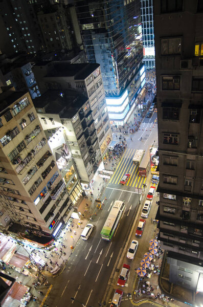 Hong Kong, China - November 10, 2014: Moving activity on busy street scene in city