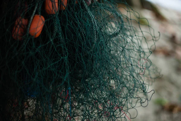 Background of color fishing net and cord on the heap — Stock Photo, Image