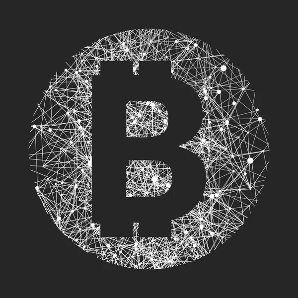 Símbolo vetorial da tecnologia bitcoin — Vetor de Stock