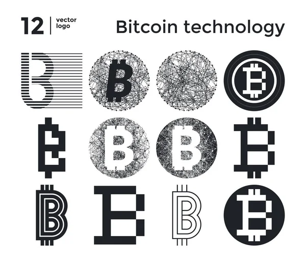 Wektor zestaw bitcoin streszczenie technologia — Wektor stockowy