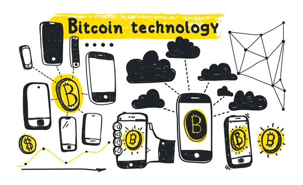 Vector abstracto ilustración tecnología bitcoin — Archivo Imágenes Vectoriales