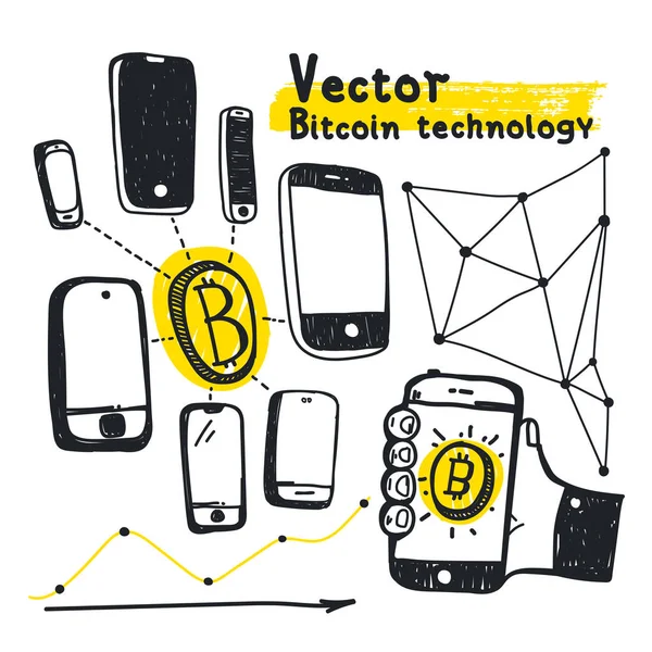 Wektor ilustracja streszczenie technologia bitcoin — Wektor stockowy