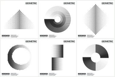  Tasarım için evrensel yarı ton geometrik şekiller 