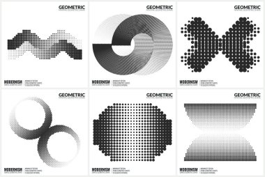  Tasarım için evrensel yarı ton geometrik şekiller 
