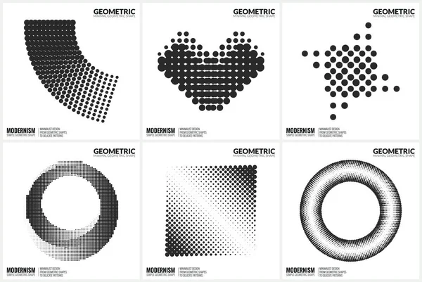 Forme geometriche mezzitoni universali per il design — Vettoriale Stock