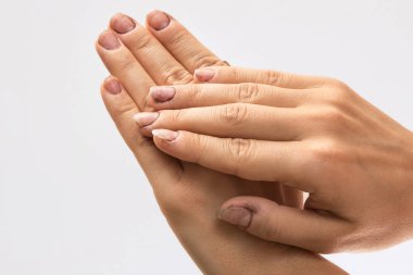 Female hands with dirty nails clipart