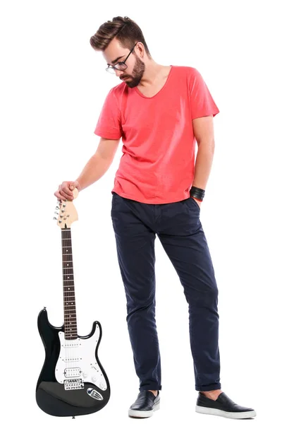 Stylish guy with a guitar — Stock Photo, Image