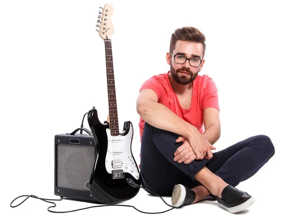 Cara elegante com uma guitarra — Fotografia de Stock