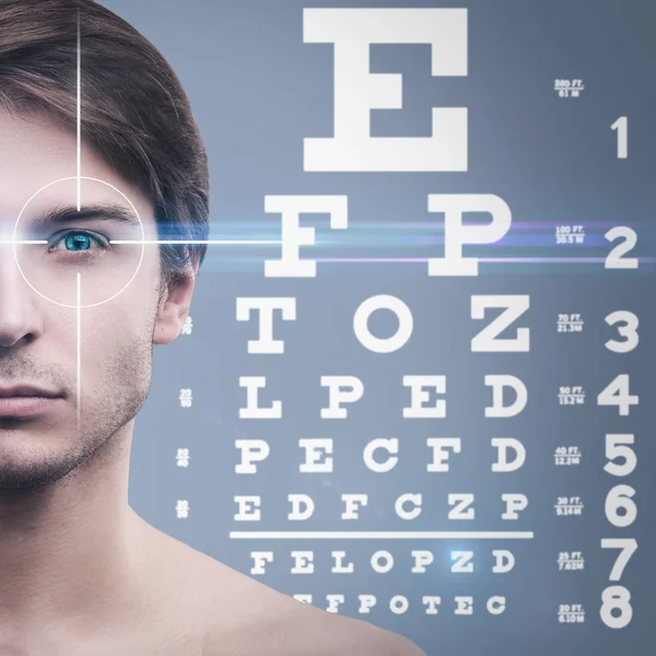 Male face and eye chart — Stock Photo, Image