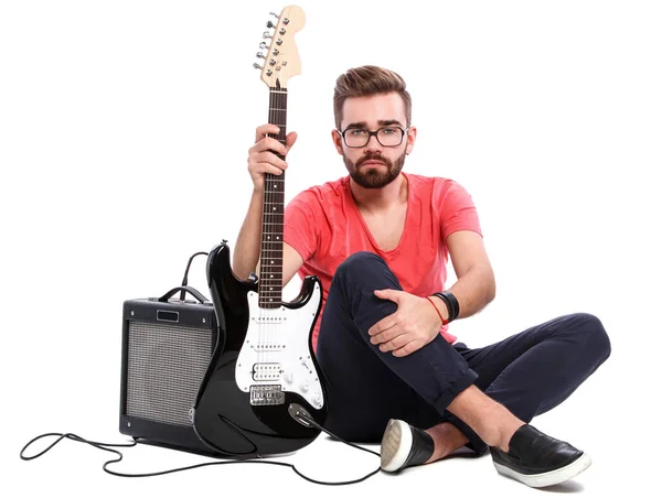 Cara elegante com uma guitarra — Fotografia de Stock