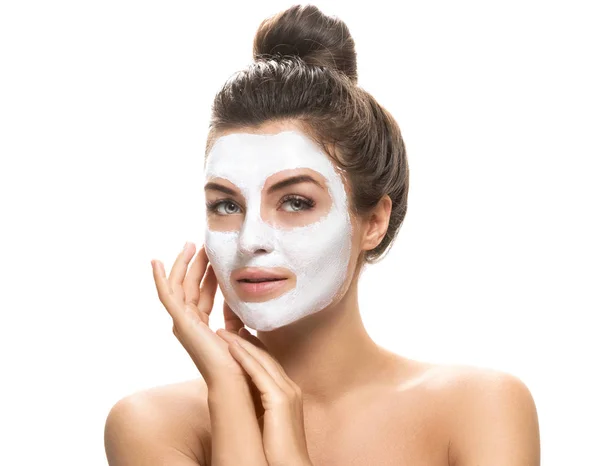 Mooie vrouw met gezichtsmasker — Stockfoto