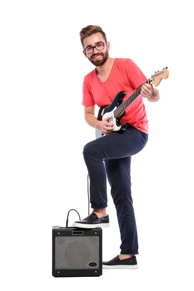 Cara elegante com uma guitarra — Fotografia de Stock