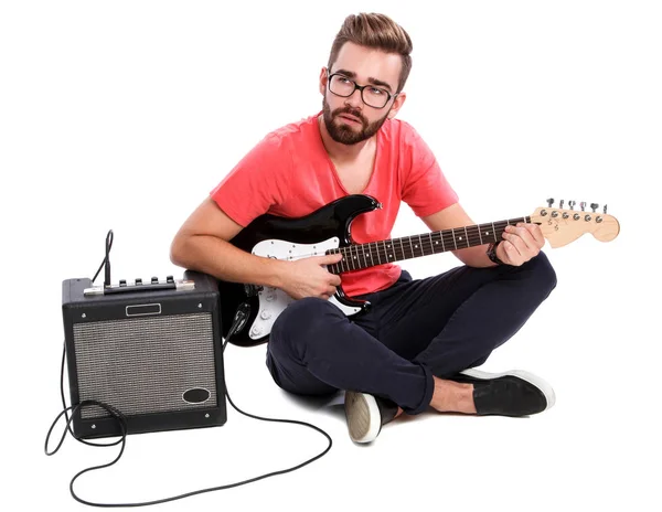 Cara elegante com uma guitarra — Fotografia de Stock