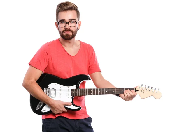 Cara elegante com uma guitarra — Fotografia de Stock