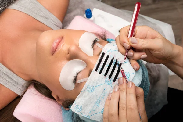 Procedure of eyelashes extension — Stock Photo, Image