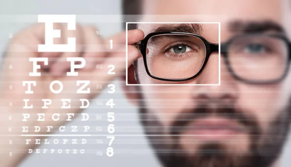 Male face and eye chart Stock Picture