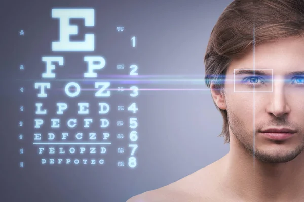 Male face and eye chart — Stock Photo, Image