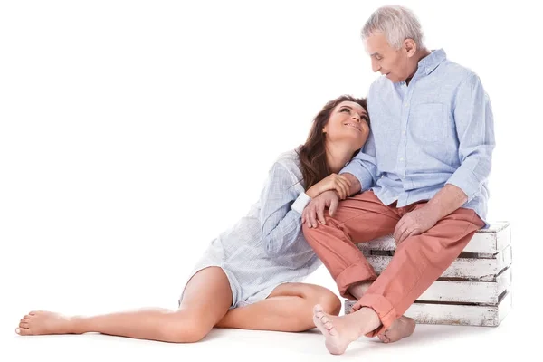 Woman and elderly father — Stock Photo, Image