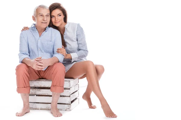 Woman and elderly father — Stock Photo, Image