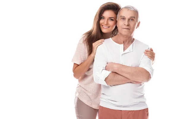 Elderly father and beautiful daughter — Stock Photo, Image