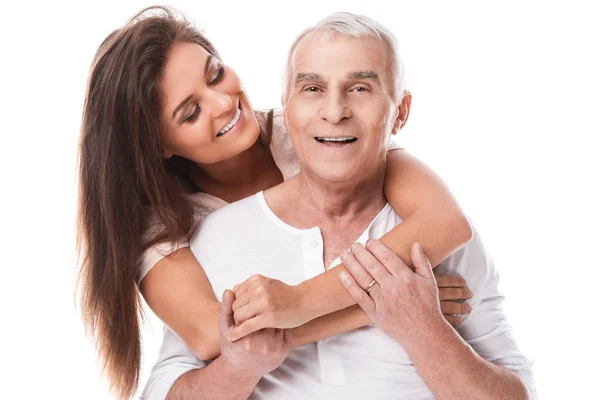 Elderly father and beautiful daughter — Stock Photo, Image