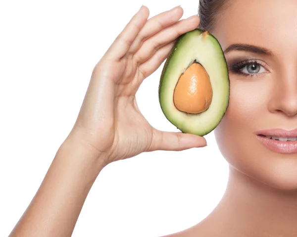 Beautiful woman with avocado — Stock Photo, Image