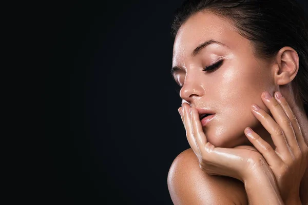 Young woman with oiled skin — Stock Photo, Image