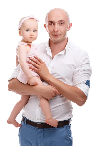 Joven padre y pequeña hija linda — Foto de Stock