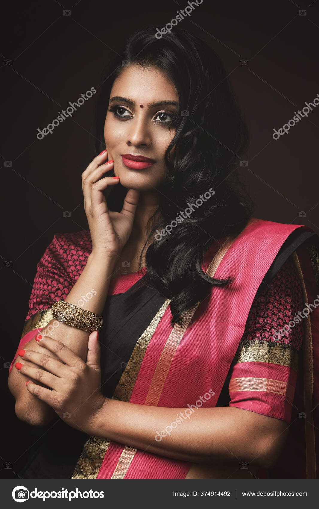 Premium Photo | Portrait of beautiful indian woman wearing traditional sari  dress