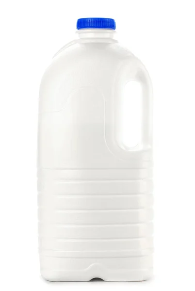 Duża Plastikowa Butelka Mleka Białym Tle — Zdjęcie stockowe