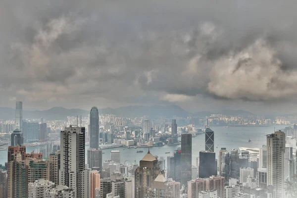 Inquinamento Atmosferico Ecologia Hong Kong Nuvole Smog Nebbia Sulla Città — Foto Stock