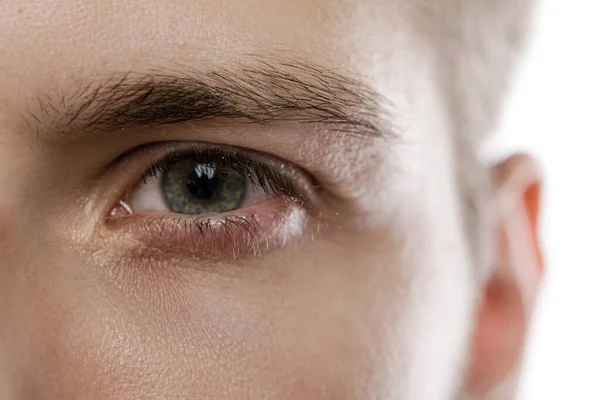 Een Close Van Een Mannelijk Oog Schoonheid Gezondheidszorg — Stockfoto