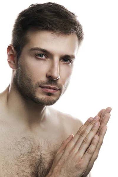 Retrato Joven Guapo Sobre Fondo Blanco — Foto de Stock