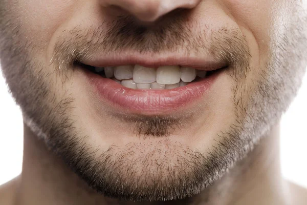 Primer Plano Boca Masculina Sonrisa Saludable —  Fotos de Stock