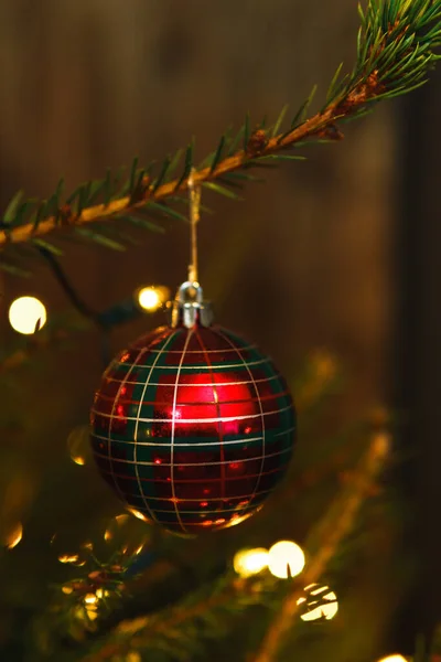 Close Shiny Decorations Christmas Tree Stock Image