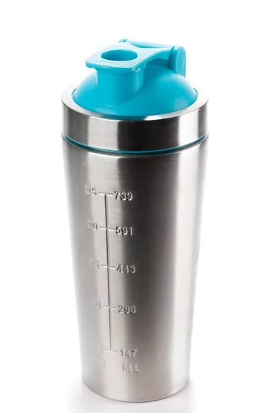 Metal Protein Shaker Vit Bakgrund — Stockfoto